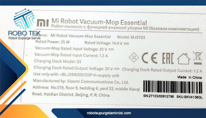 mi Robot Süpürge mop Essential Bataryası